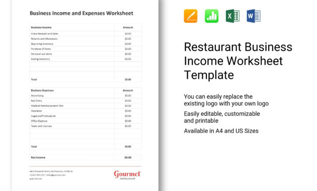 Restaurant Business Income Worksheet Template In Word Regarding Food Delivery Business Plan Template