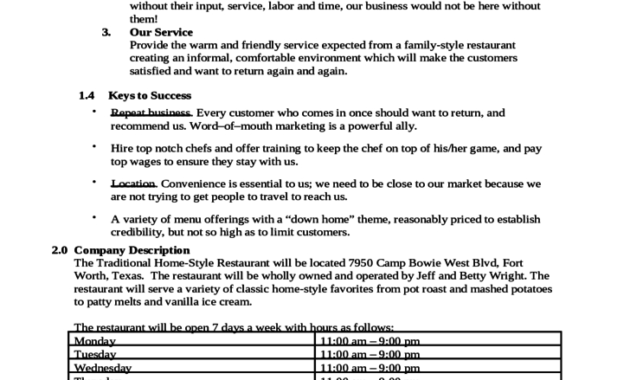 Restaurant Business Plan Template Free Download For Restaurant Business Proposal Template