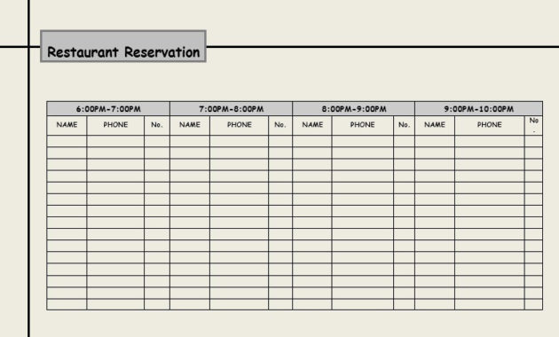 Restaurant Reservations Template Charlotte Clergy Coalition With Regard To Printable Restaurant Manager Log Book Template