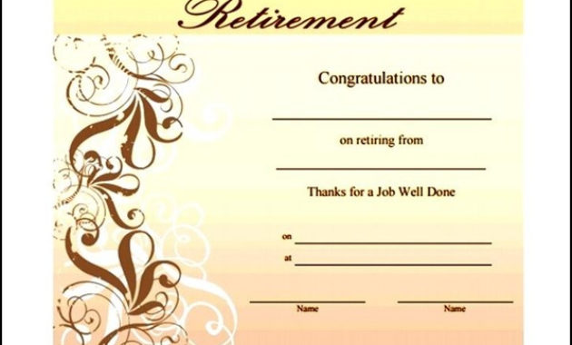 Retirement Certificate Template Download Sample Inside Retirement Certificate Template