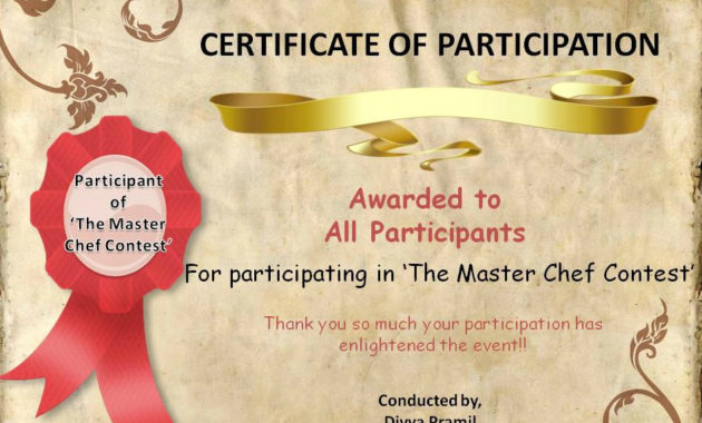Round Up Nominees And Winners Of The Master Chef Contest Inside Certificate Of Cooking 7 Template Choices Free