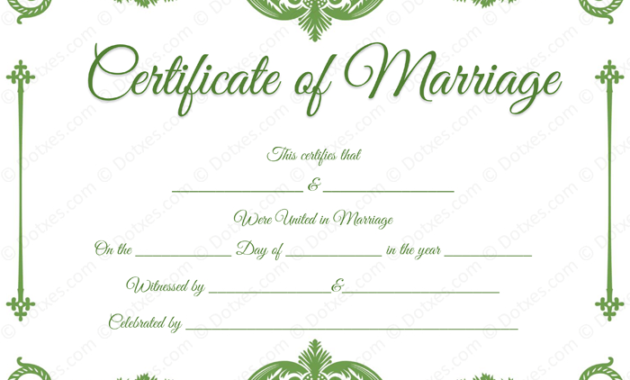 Royal Corner Marriage Certificate Template Dotxes Throughout Blank Marriage Certificate Template