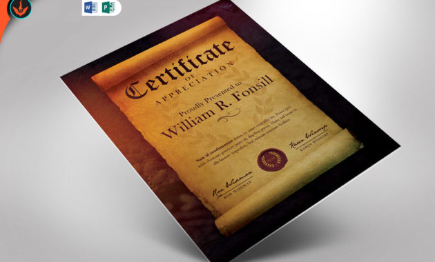 Royal Scroll Certificate Publisher And Word Template 8 In Certificate Scroll Template