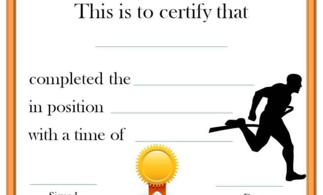 Running Certificate Templates Free Customizable In Amazing Running Certificate Templates