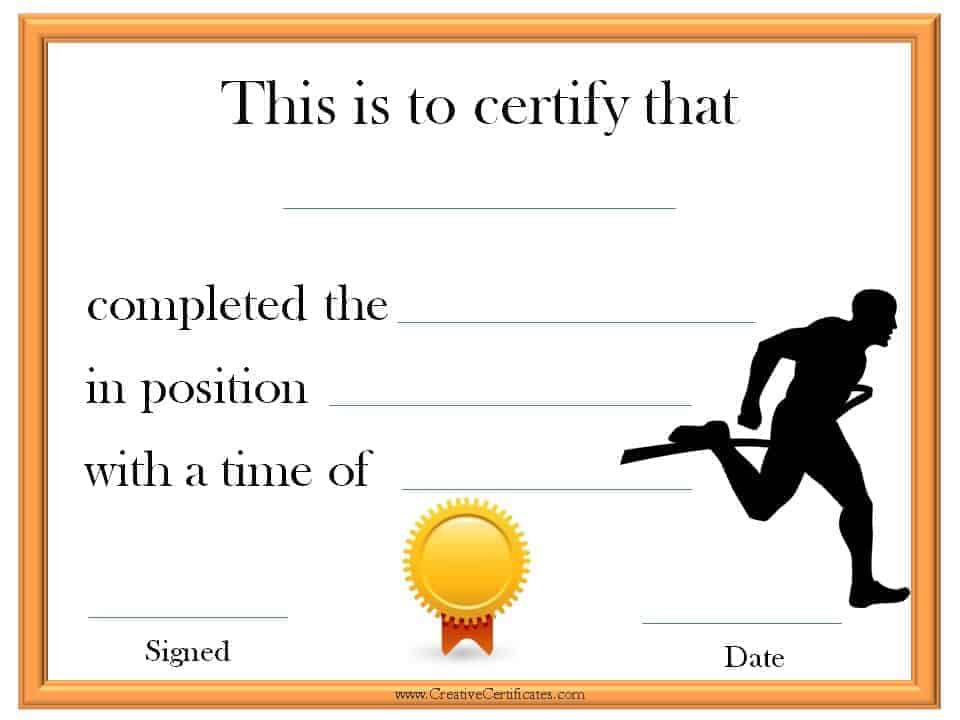 Running Certificate Templates Free Customizable In Amazing Running Certificate Templates