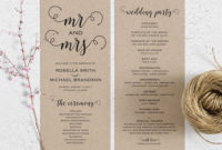 Rustic Wedding Program Template Wedding Ceremony Program For Wedding Agenda Template