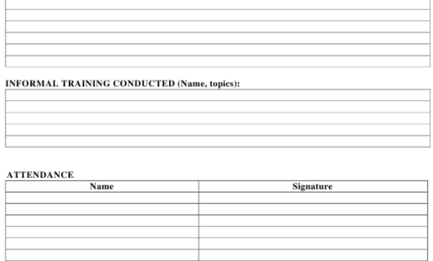Safety Meeting Form Download Printable Pdf Templateroller Inside Safety Training Log Template