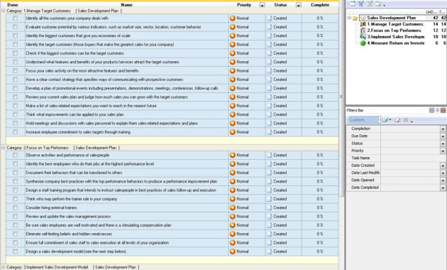 Sales Development Plan Checklist To Do List Organizer Pertaining To Property Development Business Plan Template Free