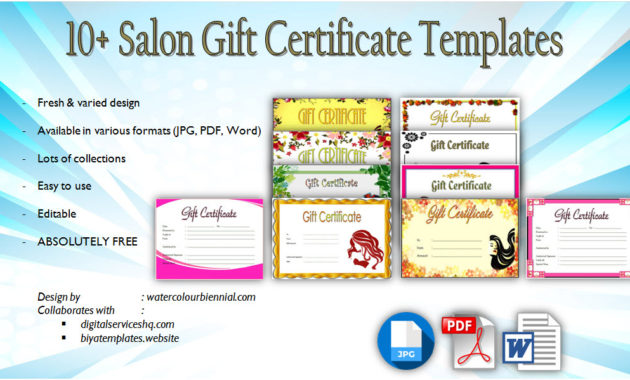 Salon Gift Certificate Template 10 Beautiful Designs Free In Free Hair Salon Gift Certificate Templates