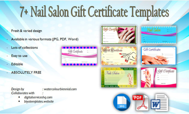 Salon Gift Certificate Template 10 Beautiful Designs Free In Free Printable Beauty Salon Gift Certificate Templates