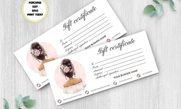 Salon Gift Certificate Template Hair Stylist Gift Voucher Inside Hair Salon Gift Certificate Templates