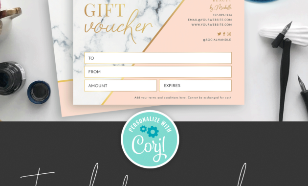 Salon Gift Certificate Template Marble Voucher Design Throughout Tattoo Gift Certificate Template Coolest Designs