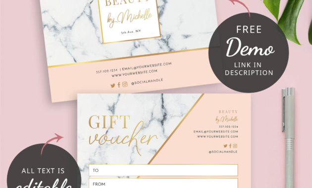 Salon Gift Certificate Template Marble Voucher Design With Regard To Printable Salon Gift Certificate