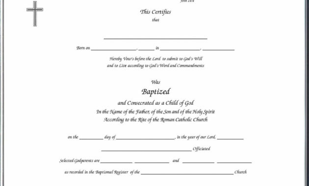 Sample Baptism Certificate Templates Sample Certificate Regarding Roman Catholic Baptism Certificate Template