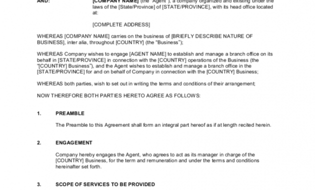 Sample Branch Management Agreement To Establish Manage In Business Management Contract Template