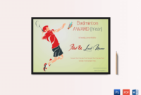Sample Certificate Award Certificate Sample Regarding Awesome Badminton Certificate Templates