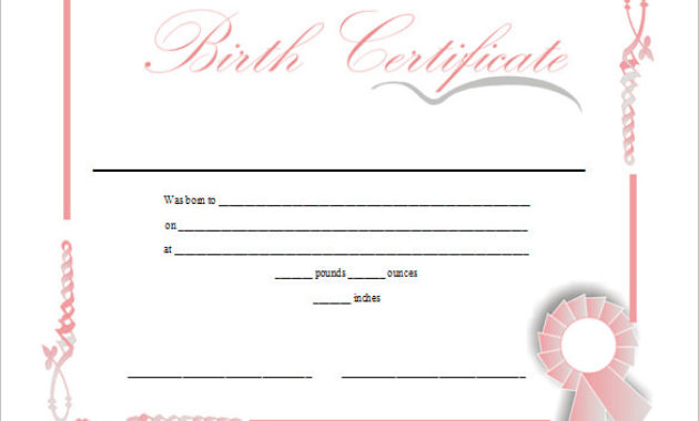 Sample Certificate Fake Birth Certificate Template Free Pertaining To Awesome Birth Certificate Fake Template