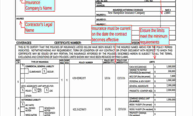 Sample Certificate Of Insurance Pdf Image Collections Regarding Certificate Of Liability Insurance Template