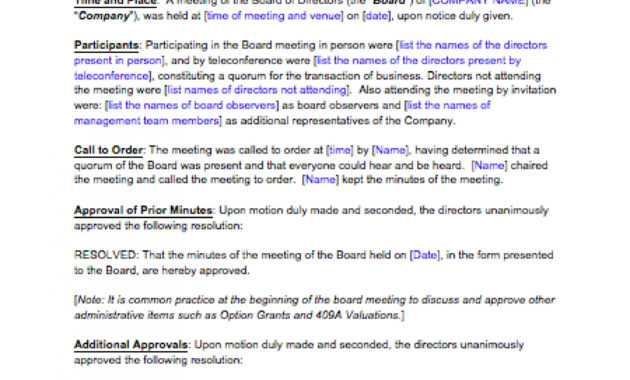 Sample Corporate Meeting Minutes Template Qualads In Corporate Meeting Minutes Template