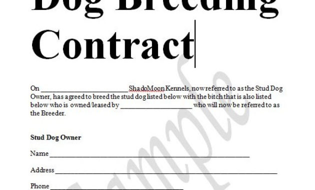 Sample Dog Breeding Contract In Word To Download All With Regard To Dog Breeding Business Plan Template