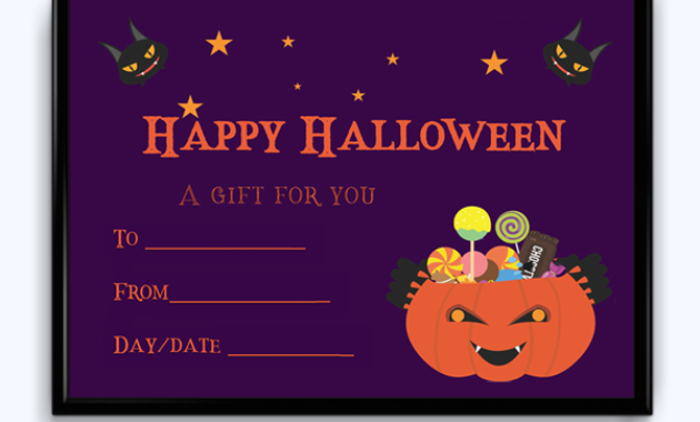 Sample Of Halloween Gift Certificate Treat Word Layouts Inside Quality Halloween Certificate Template