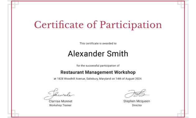 Sample Participation Certificate Template In Adobe With Regard To Certification Of Participation Free Template