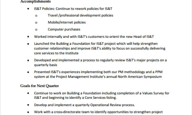 Sample Project Quarterly Report Template 8 Free In Quarterly Report Template Small Business