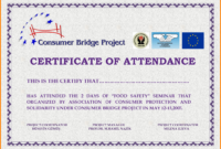 Samplecertificateofattendancetemplate460178 With Regard To Conference Certificate Of Attendance Template