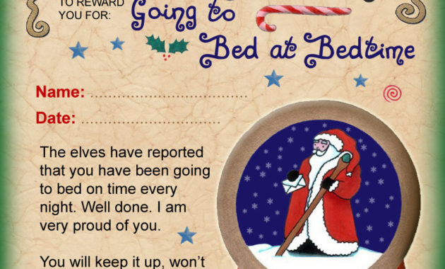 Santa Certificate Going To Bed At Bedtime Rooftop Post For Quality Well Done Certificate Template