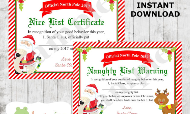 Santa Nice List Certificate Christmas Printable Naughty With Printable Free 9 Naughty List Certificate Templates
