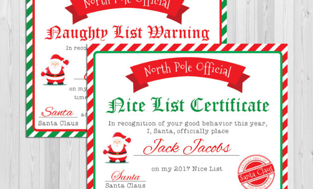 Santa Nice List Certificate Christmas Printables Naughty Inside Free 9 Naughty List Certificate Templates