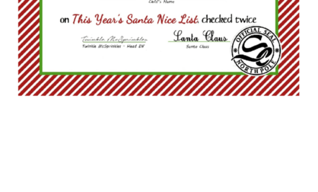 Santas Official Nice List Certificate Template Printable In Best Santas Nice List Certificate Template Free
