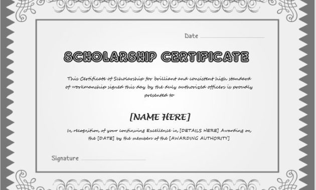 Scholarship Award Certificate Template Word Excel Regarding Amazing Scholarship Certificate Template Word
