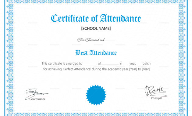 School Attendance Certificate Design Template In Psd Word Regarding Certificate Templates For School