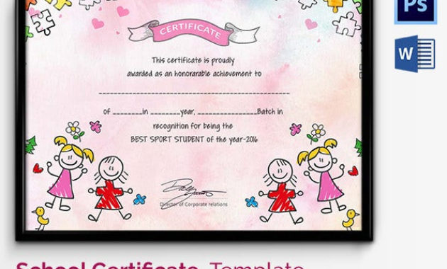 School Certificate Template 17 Free Word Psd Format Intended For Printable Star Reader Certificate Template