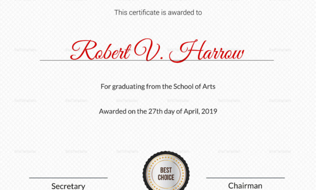 School Of Arts Graduation Certificate Design Template In With Regard To Best Certificate Templates For School