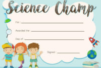 Science Champ Award Template With Kids In Background With Science Award Certificate Templates