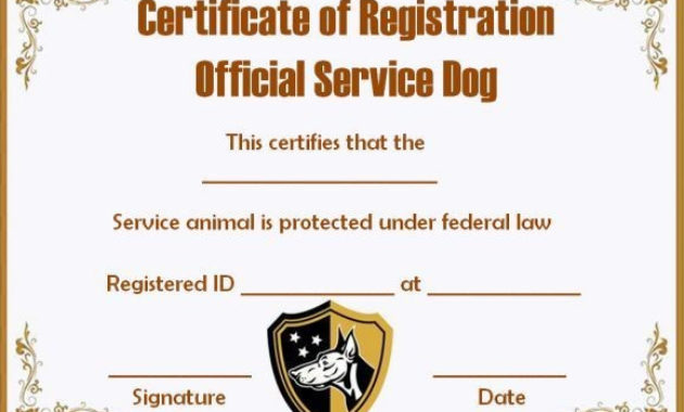 Service Animal Certificate Template Carlynstudio Within Service Dog Certificate Template