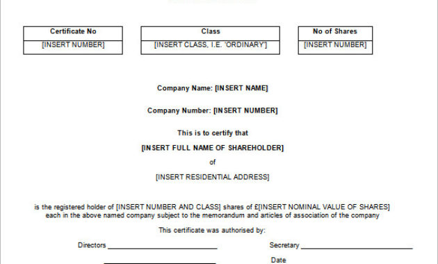 Share Certificate Template South Africa Planner Template Throughout Shareholding Certificate Template