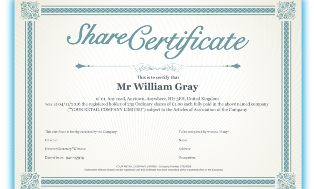 Shares Certificate Dalepmidnightpigco Within Corporate Pertaining To Printable Corporate Share Certificate Template