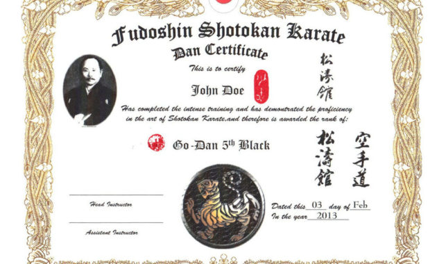 Shotokan Karate Custom 11 X 14 Certificate Ebay In Boxing Certificate Template