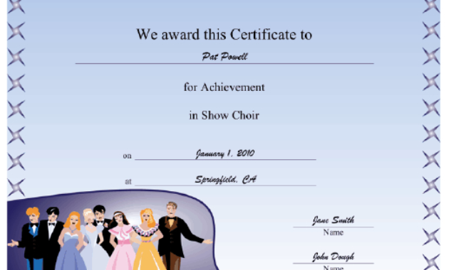 Show Choir Printable Certificate In Free Choir Certificate Template