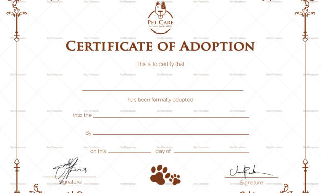 Simple Adoption Certificate Template Pertaining To Blank Within Blank Adoption Certificate Template