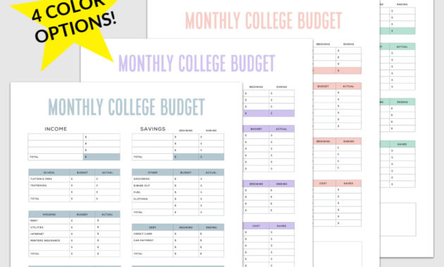 Simple Budget Template For College Students Free Pdf In Cost Of Living Budget Template