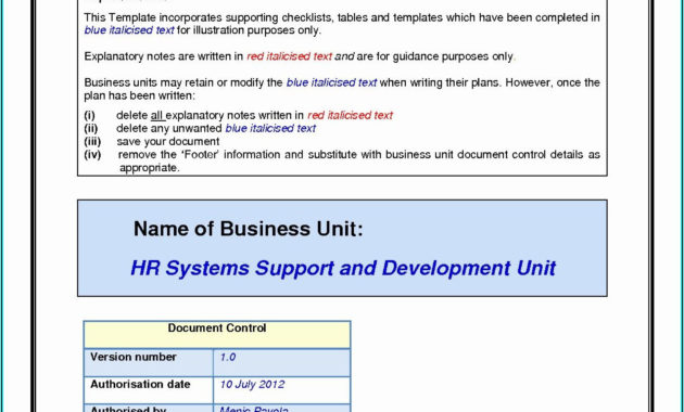 Simple Business Continuity Plan Template Australia Inside Business Continuity Plan Template Australia