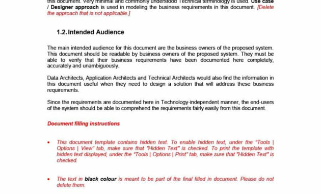 Simple Business Requirement Document Template Business Within Example Business Requirements Document Template