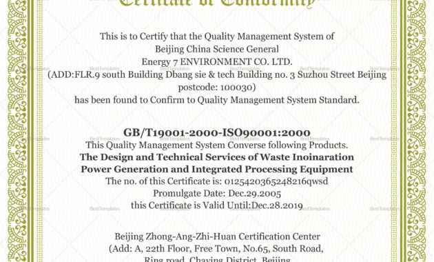 Simple Conformity Certificate Design Template In Psd Word Within Certificate Of Conformity Template