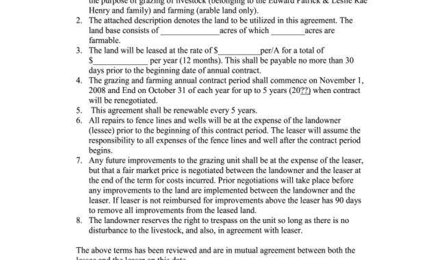Simple Land Lease Agreement Pdf Fill Online Printable Regarding Farm Business Tenancy Template