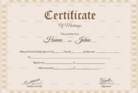 Simple Marriage Certificate Design Template In Psd Word Intended For Certificate Of Marriage Template
