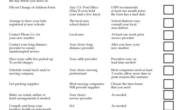 Simple Moving Checklist Template Excel Pertaining To Business Relocation Plan Template